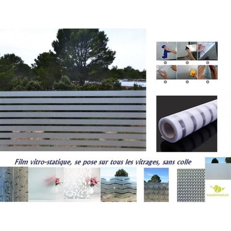 Film vitre et fenêtre sans Colle, électrostatique, repositionnable, Grands Choix de Tailles et de modèles, protection vis à vis - 400 cm - 90 cm - Rayure.