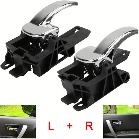 Poignées de porte intérieures (ensemble de 2 pièces) pour les modèles Nissan Qashqai J10 80670JD00E 80671JD00E de 2007 à 2013. (1/4)
