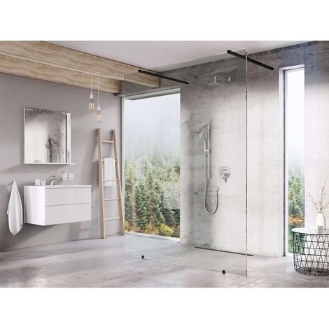 Ravak Walk-In - Paroi de douche Walk-In Free Set 140, 140x200 cm, noir/verre transparent GW9FM030SZ1 (1/5)