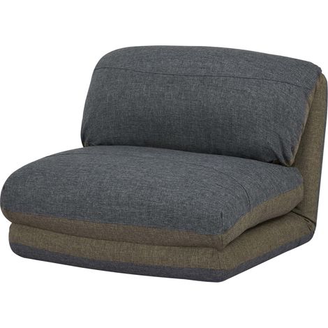 Poltrona letto pouf relax morbido imbottito HHG-515 trasformabile tessuto grigio verde