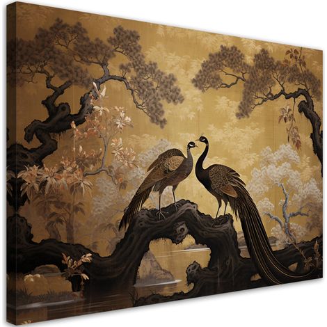 Canvas print, Peacock Bonsai Tree - 60x40 (1/4)
