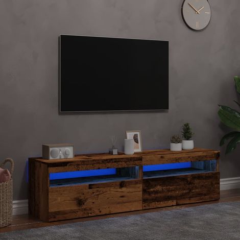 vidaXL Mobili Porta TV con LED 2 pz Legno Antico in Legno Multistrato