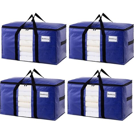 Sac de déménagement, grand sac à bagages tissé imperméable, bleu roi, 1 pièce, bleu marine, 4 pièces - matériau PE neuf (1/5)