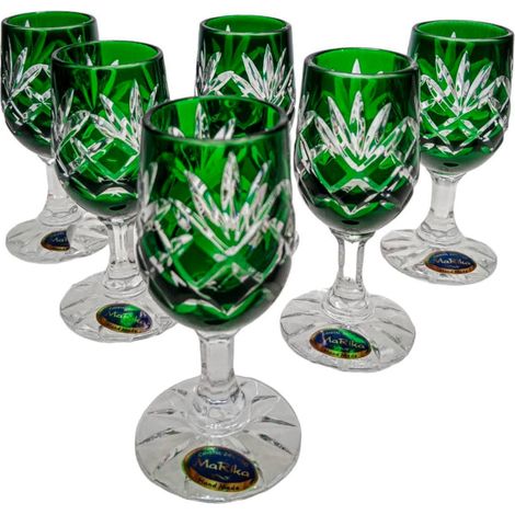 Copas de vodka de cristal esmeralda de 25 ml con diseño de piña. (1/5)
