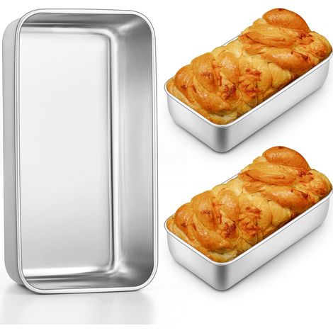 Set di tre teglie da forno in acciaio inox, ideali per cuocere pane, toast, polpette, lasagne e torte. Prodotto sano, atossico, con bordo alto e adatto al forno. (1/3)