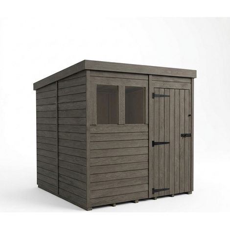 7ft x 10ft Composite Pent Garden Shed Single Door With Windows - Composite - L213 x W305 x H210 cm - Grey