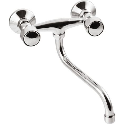 Invena  Robinet de lavabo Modena - Chrome - 250 mm - Deux poignées - Bec pivotant