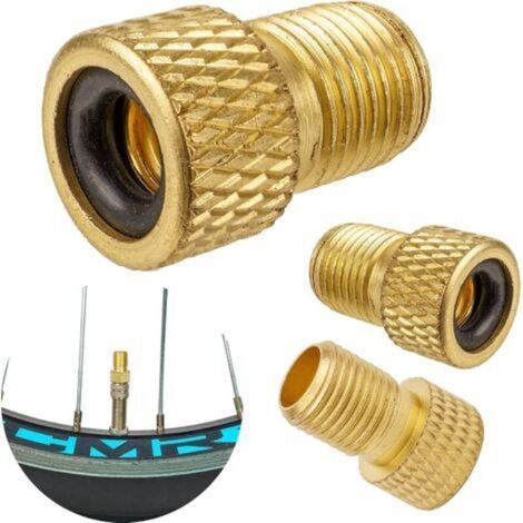 Bicycle Valve Adapter, 3-Pack, DV/SV to AV, Dunlop and Presta Valve Caps, Extra Sealing Ring, Use with Bicycle Pump or Air Compressor for Car and Bicycle Wheels, M (1/5)