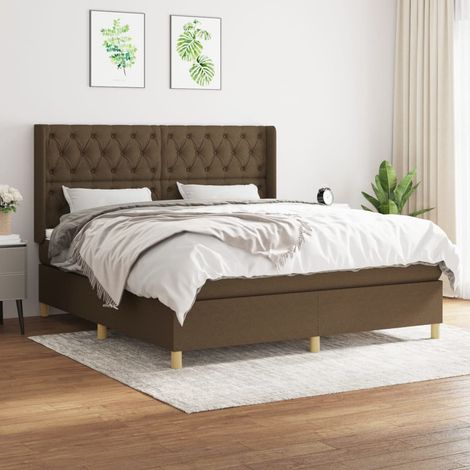 Lit adulte Contemporain  Lit à sommier tapissier avec matelas Marron foncé 160x200 cm 17558 (1/5)