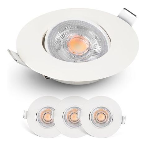 Set of 3 recessed LED spotlights, dimmable, 4.9W, 480lm, 50° adjustable, warm white 2700K, indoor use (1/5)