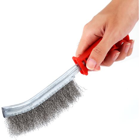 Brosse à main robuste en fil de fer, poils en acier inoxydable, outil de décapage de la rouille et de la peinture, neuve (1/5)