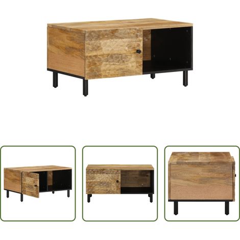 Rangement salon - Table basse 80x50x40 cm bois de manguier massif (1/5)