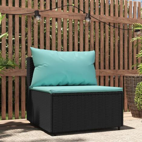 Canapé central de jardin avec coussins Canapé Relax de jardin noir résine tressée -BV50407 (1/5)
