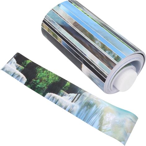 Un ensemble de treize autocollants créatifs et minimalistes pour escaliers/rénovation de marches/décoratifs muraux, représentant un paysage de cascade. (1/5)