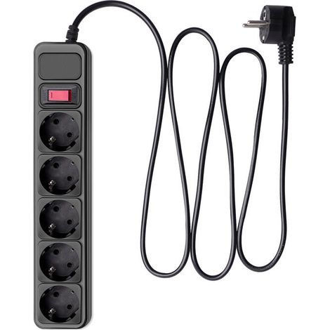 Regleta de extensión con protector contra sobretensiones Akyga AK-SP-06A, 5 enchufes, 3 m