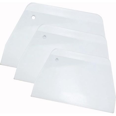 Ensemble de 3 racloirs et coupe-pâtes, en plastique et PP, de couleur blanche, pour le pain, la pizza, les gâteaux et les confiseries.-AquaForge (1/5)