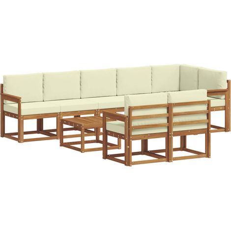 Conjunto de sofás de exterior 9 uds. Natural y Crema vidaXL (1/5)
