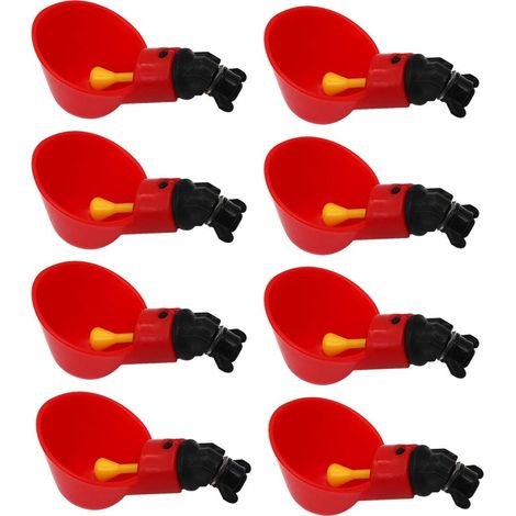 Ensemble de 8 abreuvoirs automatiques en plastique pour poulets, canards, cailles et volailles système d'hydratation pour cages ou élevage domestique.-AquaForge (1/5)