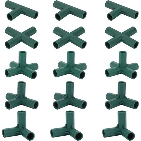 Un ensemble de 15 connecteurs pour structure de serre – pour tubes de 16 mm – raccords structurels horticoles