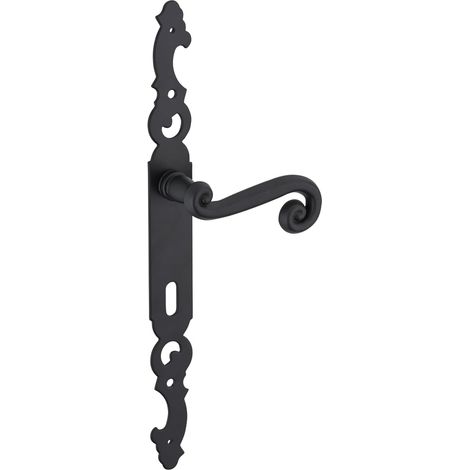 1 - Poignée De Porte - Serrure À Clé - Acier Laqué Noir - Pour Chambre - Carré 7 Mm - Entraxes 195 Mm (1/3)
