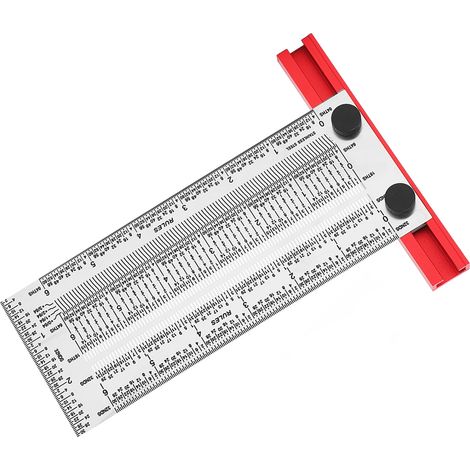 T-Lineal mit Markierungsfunktion, Edelstahl, schützende Pulverbeschichtung, schwarze Skala, 6 Zoll, Längenmesslineal für Holzbearbeitung (1/5)
