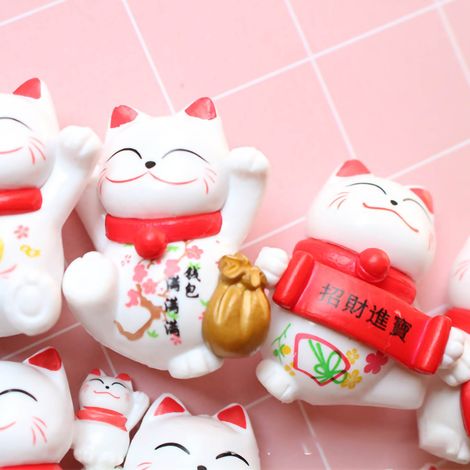 Mini-PVC-Maneki-Neko-Set, kreative Tortendekoration, Geburtstagsgeschenk, Kühlschrankmagnet-Zubehör, 8-teiliges Auto-Set (1/5)