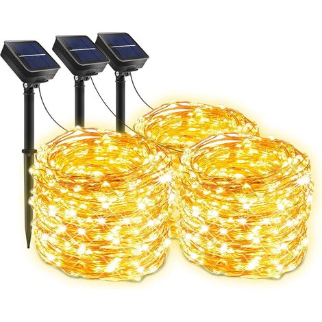 [Lot de 3] Guirlande Lumineuse Exterieur Solaire, 30m 300 LED Guirlande Guinguette Solaire Exterieure Étanche 8 Modes Décoration Lumière pour Jardin, Terrasse, Cour, Maison, Noël, Mariage, Fête (1/5)