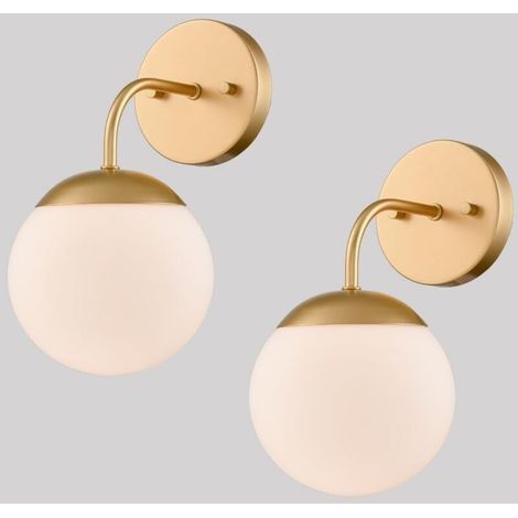 Applique murale dorée, style scandinave moderne, idéale pour la chambre, la salle de bain ou comme lampe de coiffeuse, lot de 2. (1/5)