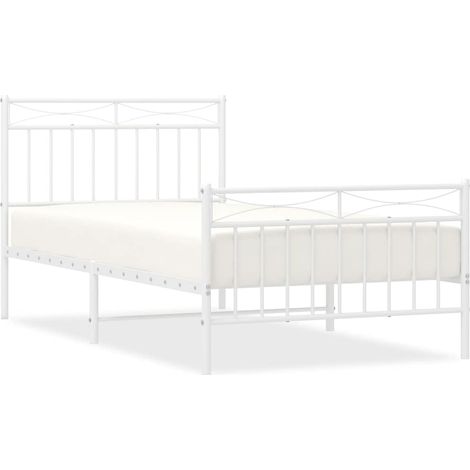 Maison Exclusive - Cadre de lit métal sans matelas et pied de lit blanc 100x190 cm (1/5)