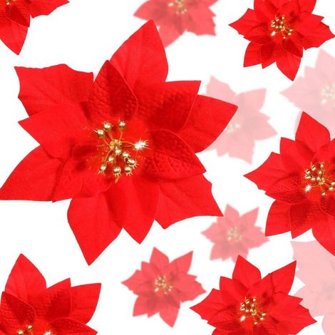 24 Pièces Fleurs de Poinsettia de Noël Rouges Fleurs Artificielles de Noël Ornements de Mariage Arbre de Noël Nouvel (1/5)