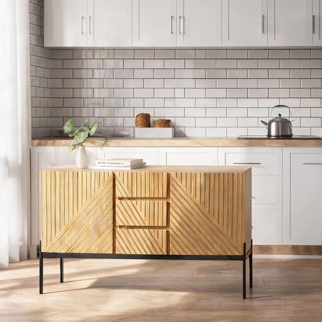 Buffet bas en panneaux de particules avec 2 portes et 3 tiroirs (1/5)