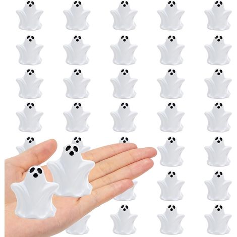 Set of 50 Mini Resin Ghosts, Small Ghost Figurines, Halloween Miniatures, Spooky Decorations for Home, Shelves, Centerpieces, Party Favors, Accessories (1/5)