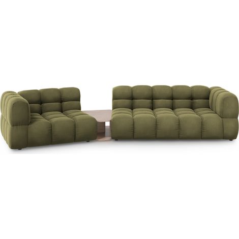 Canapé modulable gauche 3 places en velours vert clair (1/5)