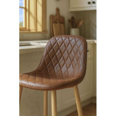 Taburetes Cocina - Taburete Teok Polipiel Diamante Marrón (1/5)