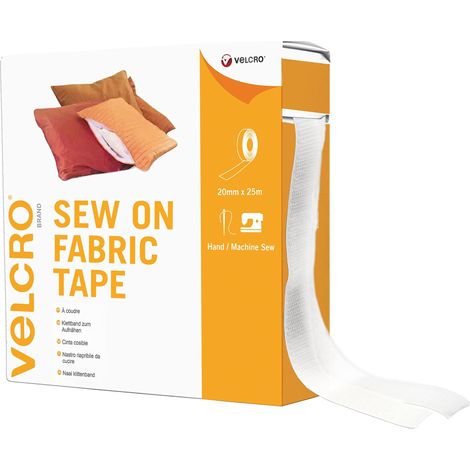 VELCRO Brand Nastro in Tessuto da Cucire & Incollare Nastro Autoadesivo Taglia su Misura con Gancio e Asola Forti Bianco 20 mm x 5 m (1/4)
