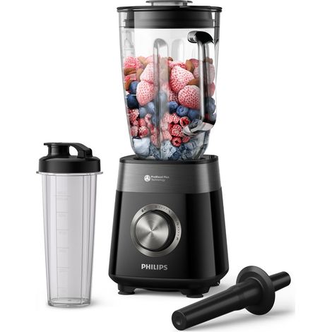 Blender mixeur 5000 Plus, 1200W, Bol verre 2L + acc., Noir (1/5)