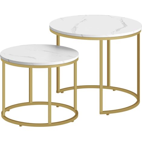 Runder Couchtisch 2 Stück - Marmor / goldene Beine (1/5)