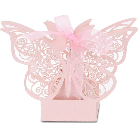 100 Boîtes en Forme de Sucre Chocolat pour Faveurs de Mariage Rose - Décoration Anniversaire et Cérémonie (1/5)