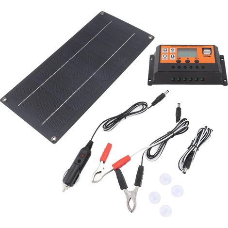 Kit Contrôleur de Panneau Solaire 60 W, Panneau Solaire en Silicium Monocristallin avec Contrôleur Adaptatif 12 V 24 V 100 A pour Camping-car, Voiture, Bateau, Lampadaire (1/5)