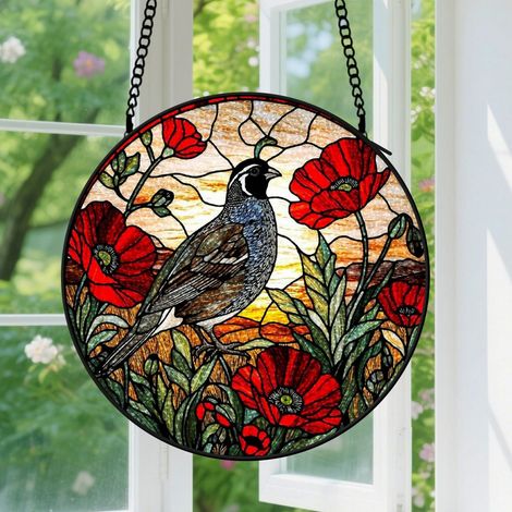 Suspension en vitrail, attrape-soleil artistique minimaliste, décoration fenêtre maison, cadeau Anniversaire pour femme, homme, collègue 9cm (1/5)
