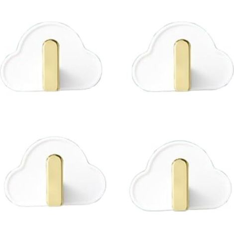 Wolkenförmige, selbstklebende Wandhaken – 4er-Set, Weiß, kein Bohren erforderlich, ideal für Handtücher und Rucksäcke
