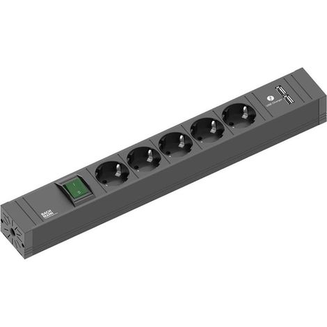 BACHMANN Multipresa CONNECT LINE a 5 prese con interruttore e porte USB, compatibile con mercati D / L / A / NL, modello 420.0021