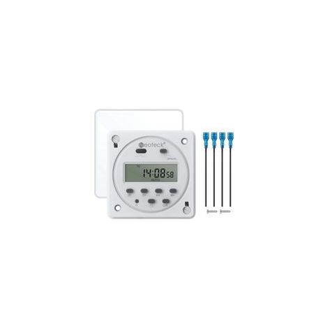 12V 16A Prise Programmateur Digital à 16 Programmes Horloge Programmable Minuteur Prise Electrique avec LCD Affichage Numérique Antivol avec Boîtier Étanche/Ensemble de Borniers de Connexion -