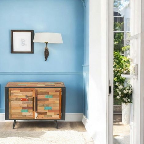 Petit buffet 2 portes bois recyclé DRAKKAR (1/4)