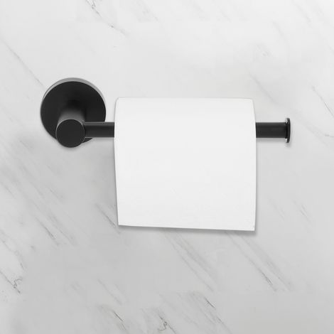Schwarzer, wandmontierter Locher, Toilettenpapierhalter, Aufbewahrungsregal für Badezimmertücher (1/5)