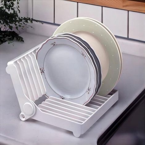 Égouttoir À Vaisselle - Plastique Blanc - Pliable X-Shape - Pour Plan De Travail Et Placard - 21,5 x 17 x 14 cm - 1 Pièce (1/5)