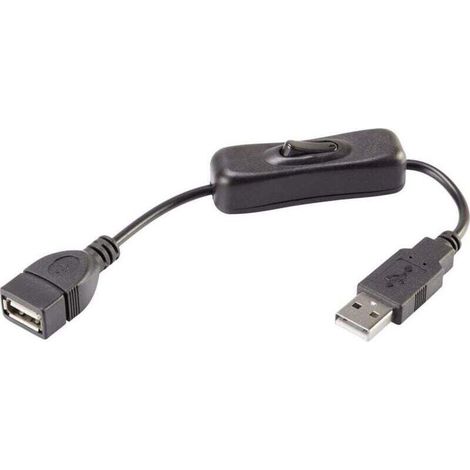 Câble USB USB 2.0 USB-A mâle, USB-A femelle 0.25 m noir avec interrupteur On/Off, contacts dorés RF-3322982 X891091 (1/4)