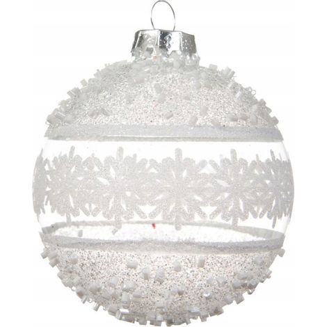 Bola de Navidad de cristal de 8 cm con diseño de copo de nieve y decoración, 1 unidad. (1/2)