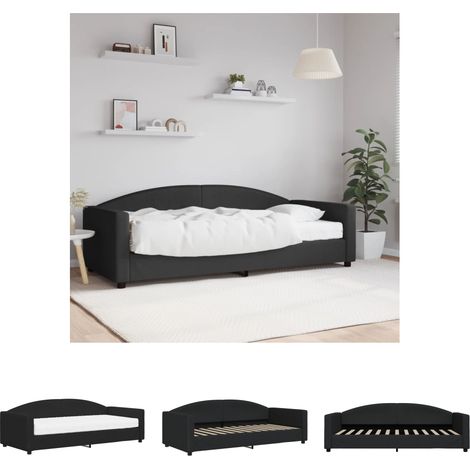 The Living Store Tagesbett mit Matratze Schwarz 90x200 cm Stoff - Betten & Bettgestelle (1/5)