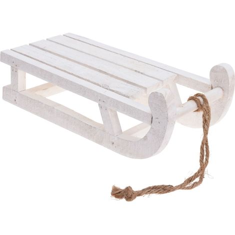 Schlitten aus Holz Dekoschlitten Holzschlitten Weihnachtsdeko Winterdeko 31x14cm - weiss (1/4)